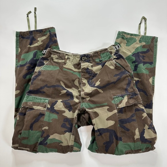 US Army Woodland Camo Combat Cargo Pants Small 29x31 Long Hot Weather 100 Cotton - Picture 4 of 8